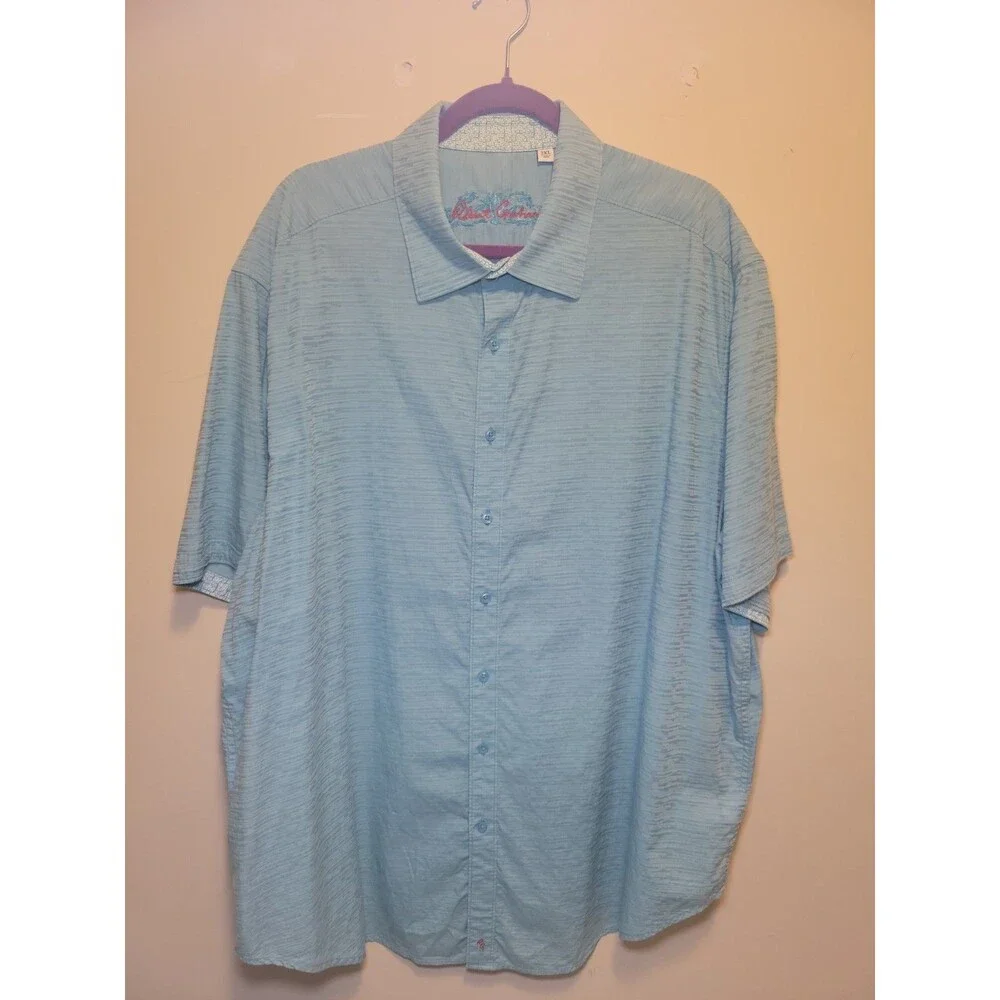 Robert Graham Short Sleeve Turquoise Blue Geometric Pattern Men's 2XL